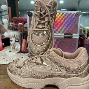 INC rose gold bling fashion sneakers, never worn